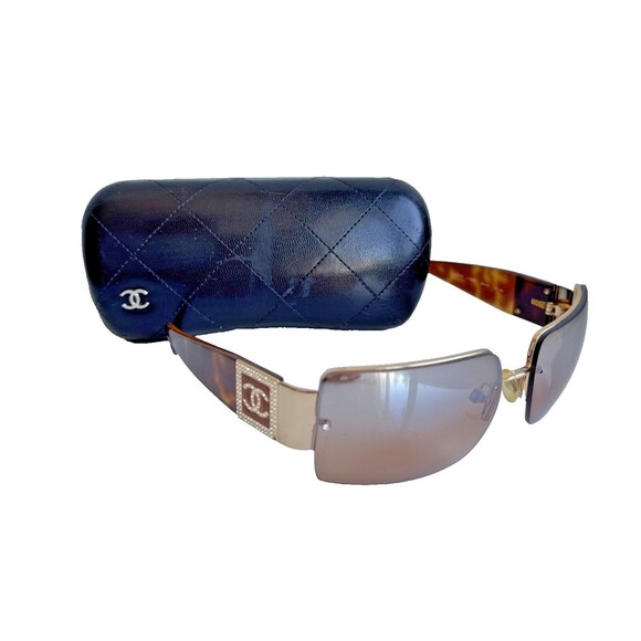 Chanel 4095-B Crystal CC Sunglasses Y2K Gold Brown Gradient Tortoise Authentic main image 7